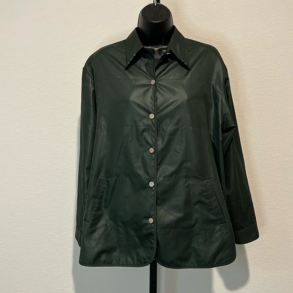 VTG Salvatore Ferragamo Quilted Shirt/Jacket w/ Plaid Inside & Silver Buttons